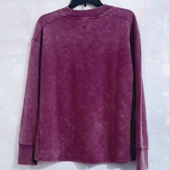 DISTRESS WASHED PURPLE TERRY LINED LONG SLEEVE SHIRT WOMEN'S SIZE XS - Picture 2 of 6